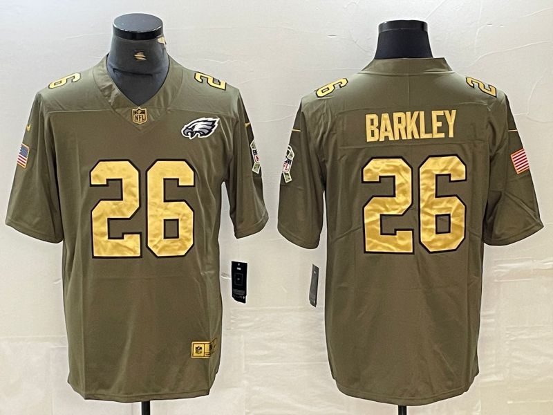 Men Philadelphia Eagles 26 Barkley Green gold 2024 Nike Limited NFL Jersey